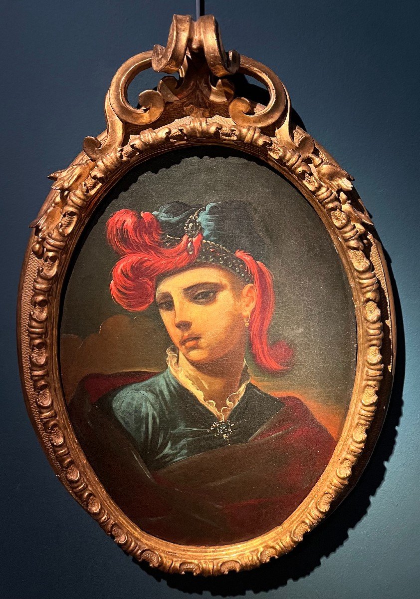 Giacomo Bolognini (Bologna 1664-1734) Ritratto di giovane con cappello piumato-photo-4