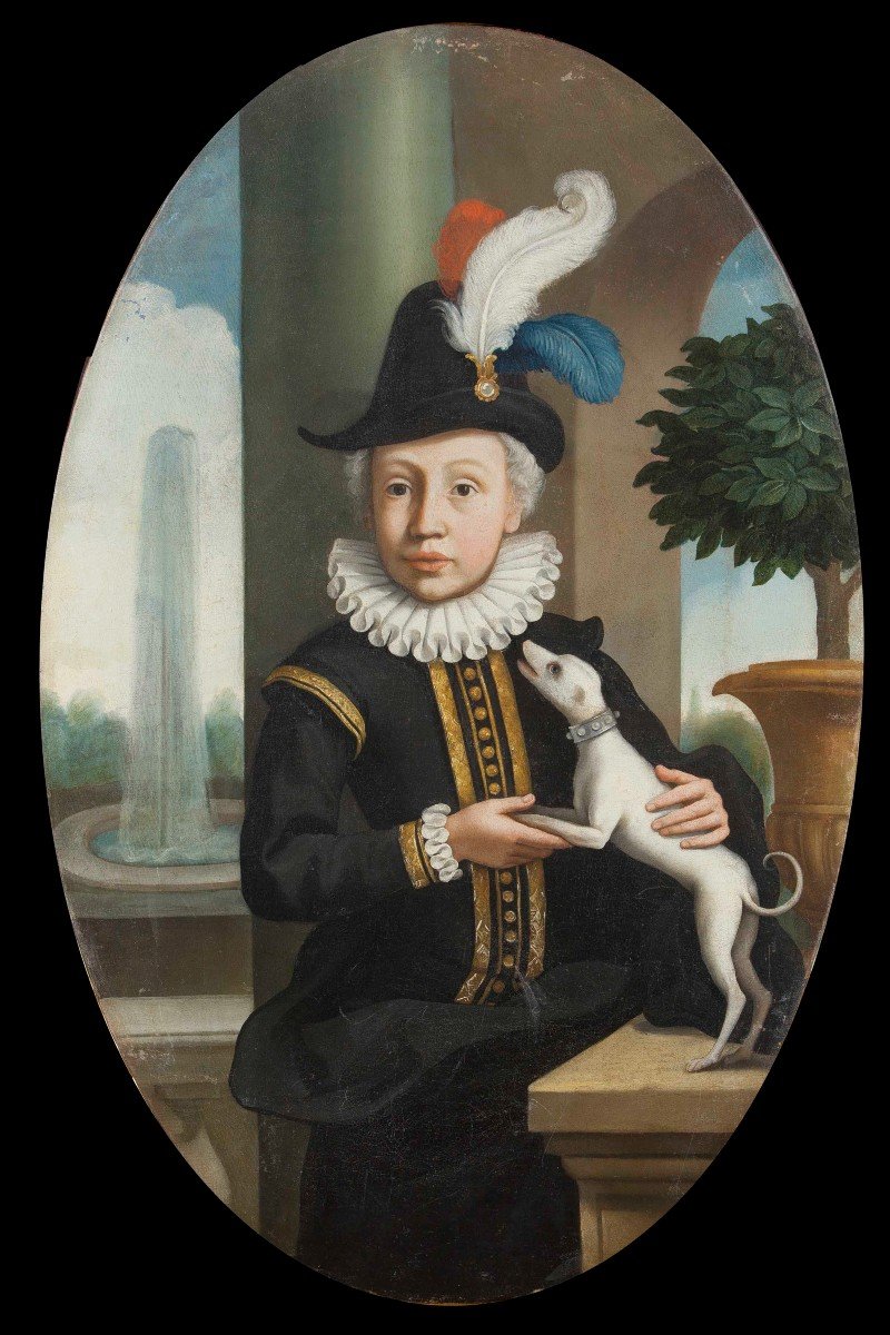 Maestro del XVIII secolo - Ritratto di fanciullo con cane