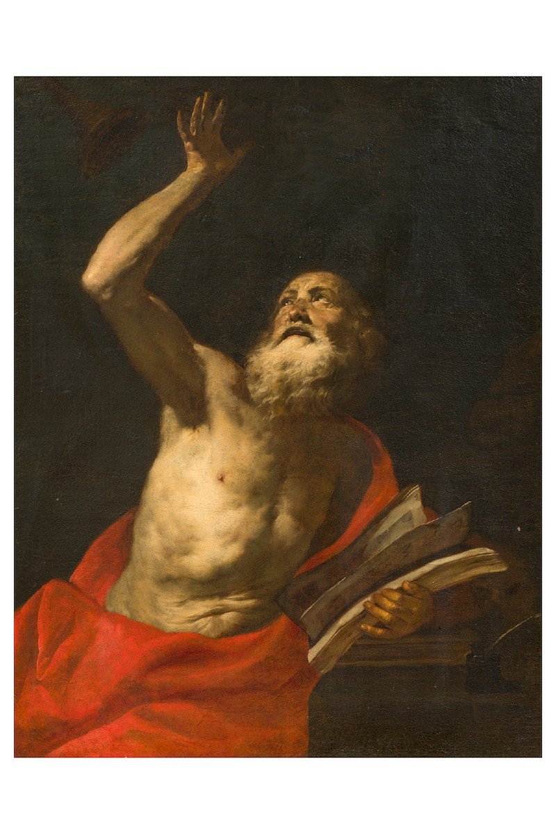 Orazio De Ferrari (Voltri 1606- Genova 1657), San Girolamo, olio su tela cm 110 x 85