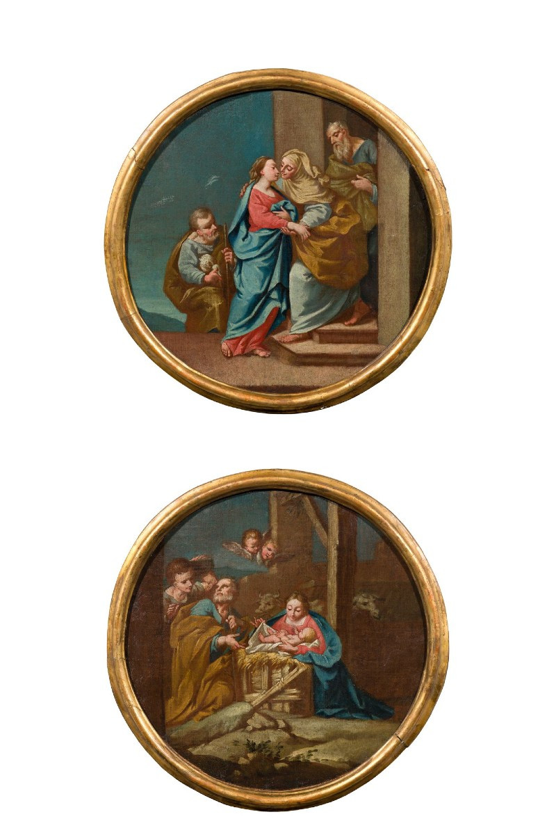 Antonio Consetti  (Modena, 1686 – 1766)  La Visitazione e La Natività
