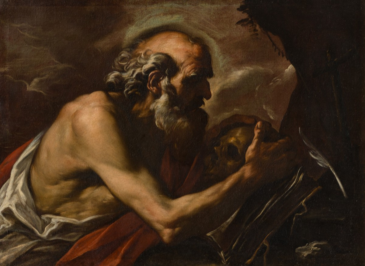 Girolamo Troppa (Rocchetta in Sabina 1636 - Terni 1711), San Girolamo in meditazione -photo-2