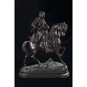Alfred Barye (Parigi, 1839 – 1882) - Cacciatore arabo a cavallo