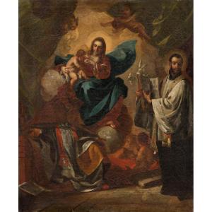 Scuola veneta del XVII secolo  Madonna col Bambino e i santi Gaetano da Thiene e Gregorio Magno