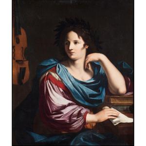 Michele Desubleo, ambito (Maubeuge 1602–Parma 1676)  Figura femminile con violino