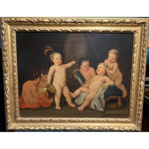 Scuola italiana della fine del XVIII secolo  Allegoria della pittura con gioco di putti