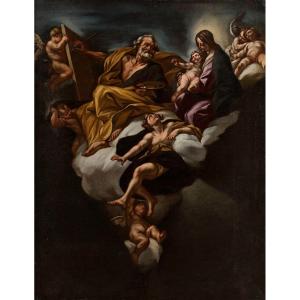Giovan Battista Beinaschi (Fossano?, 1634/1636 - Napoli 1688)  San Luca dipinge la Vergine col Bambino