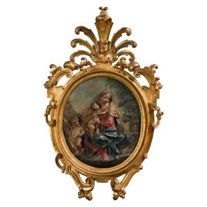 Ambito di Giuseppe Maria Mazza (Bologna, 1653 -1741), Madonna col Bambino e San Giovannino