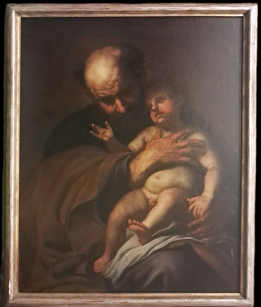 Scuola italiana del XVII secolo titolo: San Giuseppe con bambino-photo-2