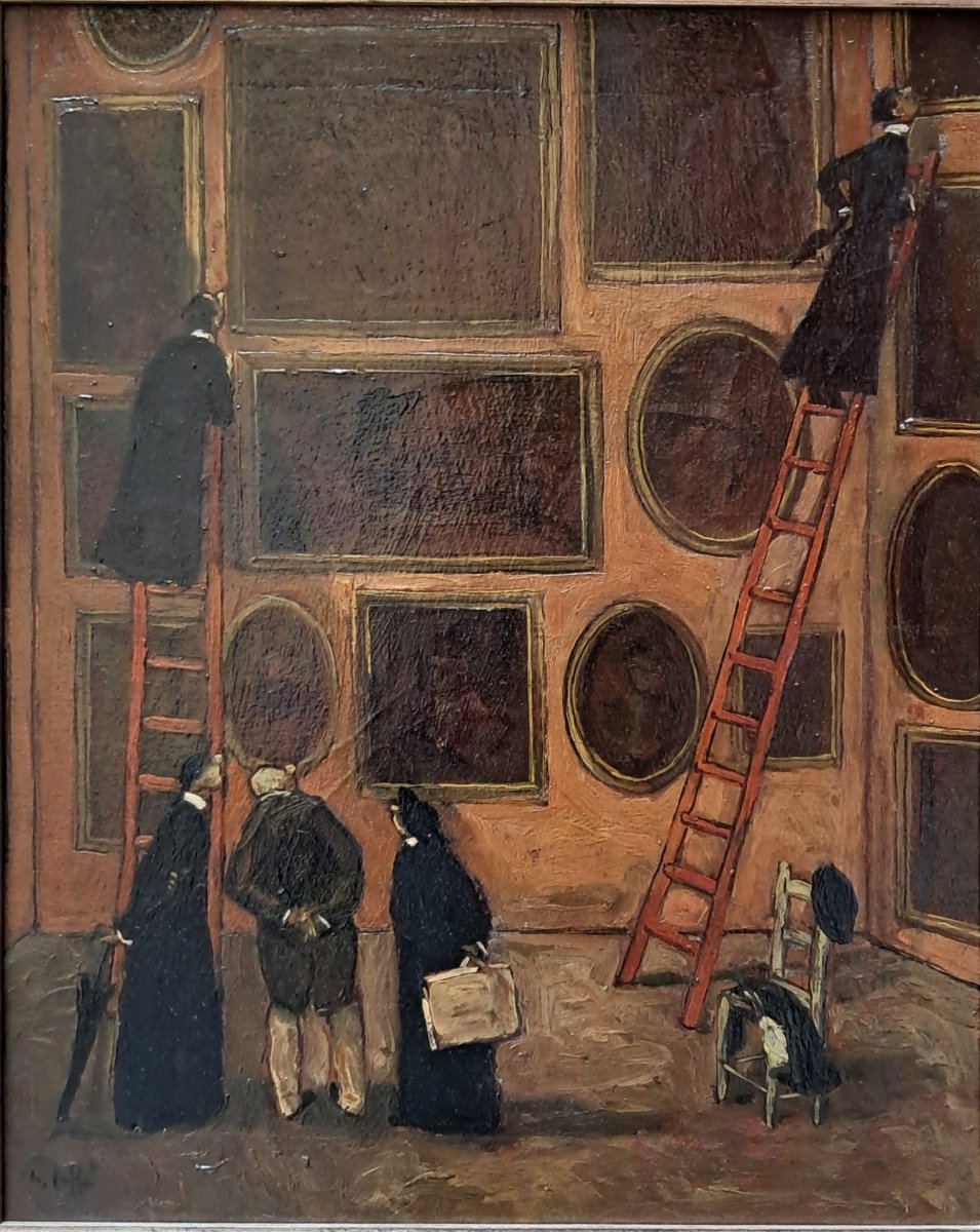 Nino Caffè (1908 - 1975) "Pretini alla Pinacoteca"-photo-3