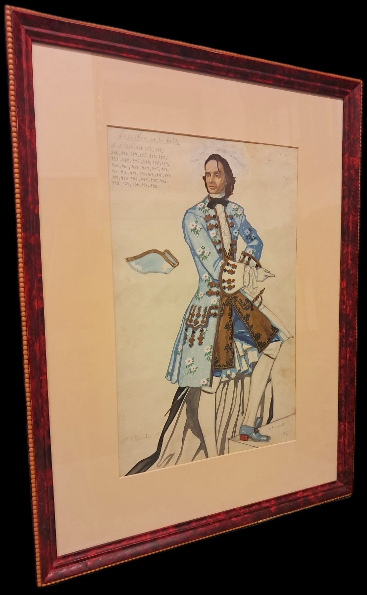 Yuri Annenkov (1889 - 1974) " Projet de costume pour le Chevalier Henri de Lagardère "-photo-4