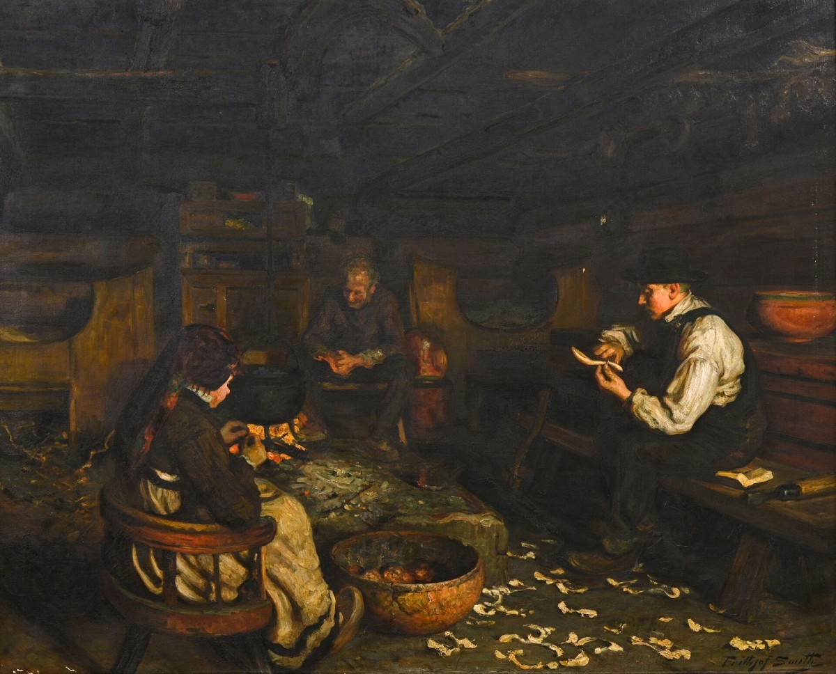 Carl  Frithjof Smith (1859 – 1917) "Scene de ferme"-photo-2