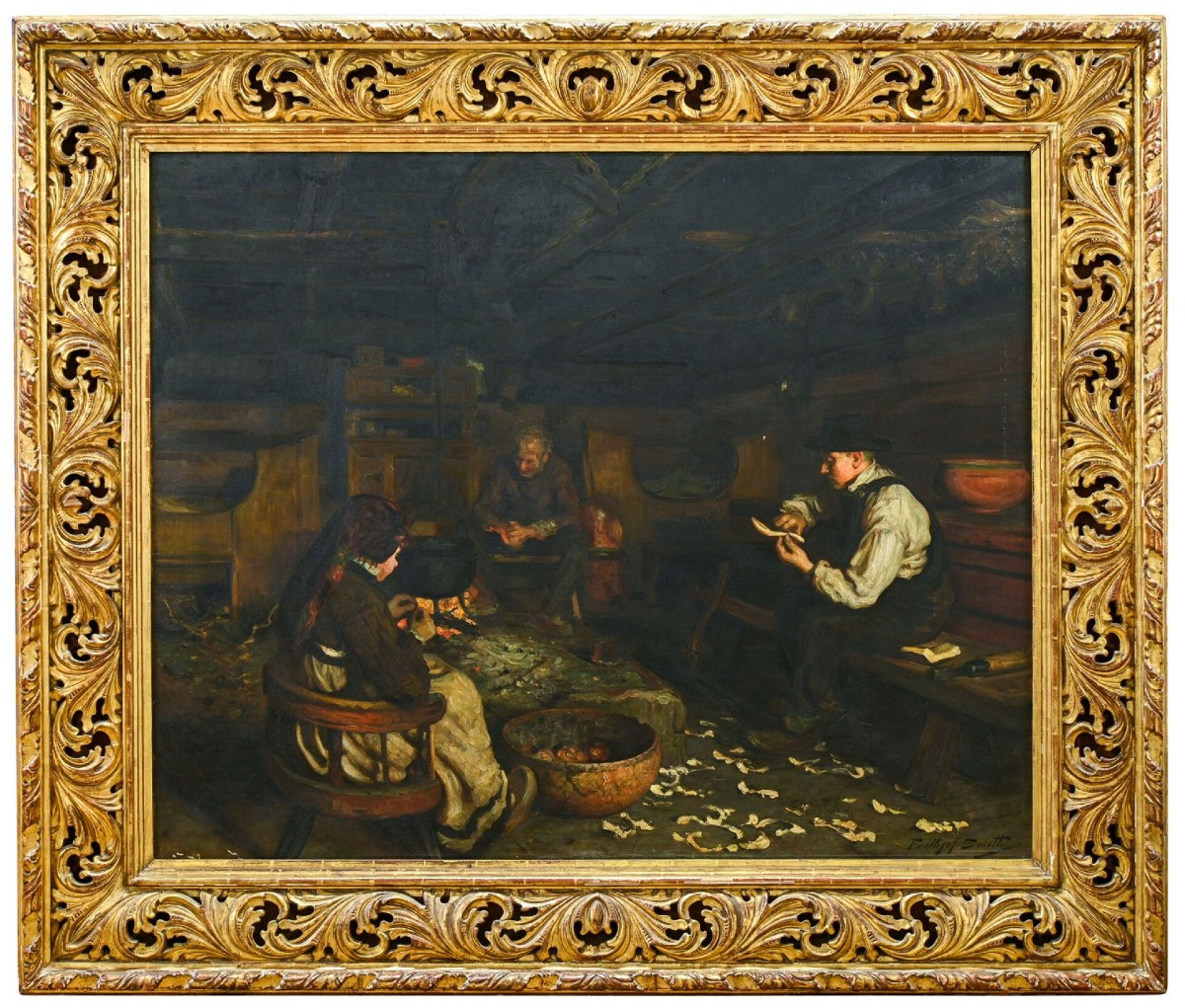 Carl  Frithjof Smith (1859 – 1917) "Scene de ferme"