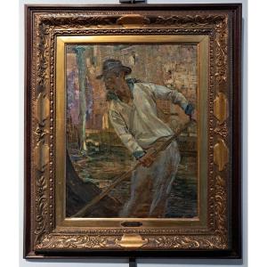 Dipinto di A. Milesi (Italia 1856 - 1945) Prima idea per il dipinto "Sposalizio a Venezia"