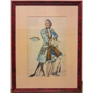 Yuri Annenkov (1889 - 1974) " Projet de costume pour le Chevalier Henri de Lagardère "