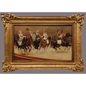 Sebastiano De Albertis  (Attribuito)  "Grande Carosello durante il Carnevale di Milano" 