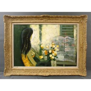 Painting Bernard Conte Around 1970 Composition Music