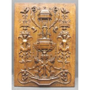Renaissance Carved Panel Walnut Wood Early 16th