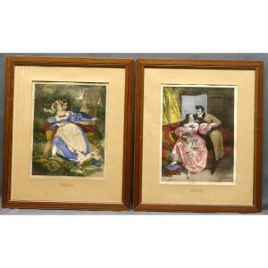 Two Lithographs 1830 Nicolas Eustache Maurin Romantic Period