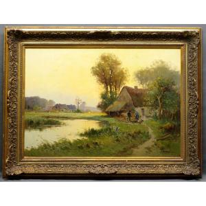 Large 19th Century Landscape By Paul Vernon