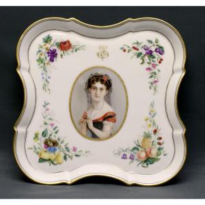 19th Century Paris Porcelain Dish, Personalized, Portrait And Monogram