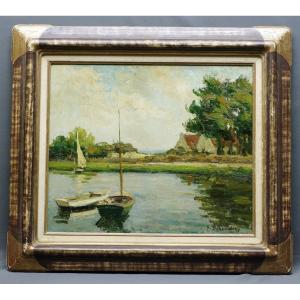 Painting 1930/1950 Marine Signed Schneider