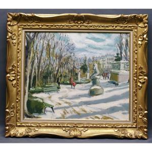 Painting Dijon Place Darcy Under The Snow Guy Lépée 1986