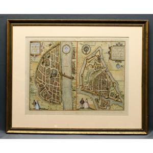 1580 Map (period) Mastiscona & Cabillinum By Braun Georg Macon And Châlons