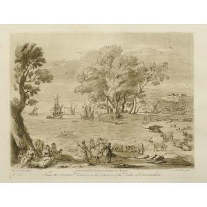 Antique Engraving By Earlom & Le Lorrain From The Cabinet Of The Duke Of Devanshire Claude Gellé