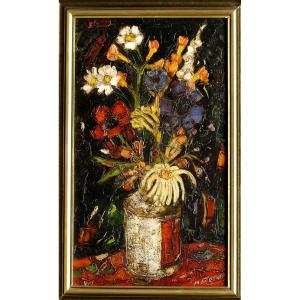 Looking For Marcel Bouquet Of Flowers 1961 Alsatian Painter