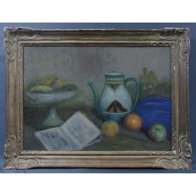 Still Life Painting Circa 1930 Iw Monogram