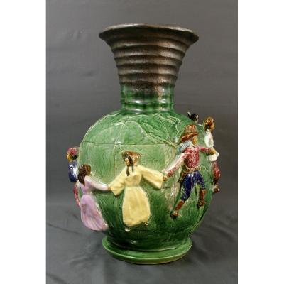 Large Ceramic Vase Circa 1950 Le Monde Et Sa Farandole