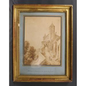 Drawing Rapperswil 1820 Switzerland Signed Sophie Lac De Zurich