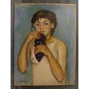 Table Louis Audibert Around 1950 Naked Girl With Grapes