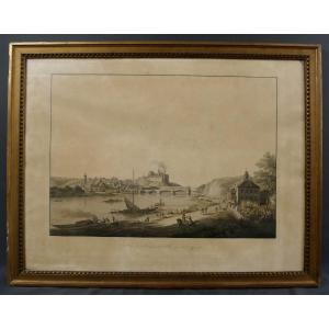 Original 1805 View Of Meissen On The Elbe On The Eastern Side