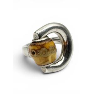 Gucci Silver And Bamboo Ring