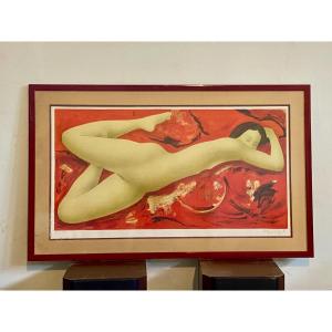 "fire And Flames" Lithograph By Alain Bonnefoit.