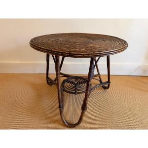 Round Rattan Coffee Table.