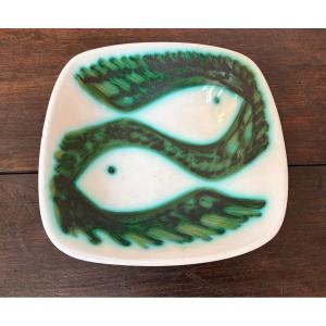 Ceramic Trinket Tray With Fish Decoration By Francesca Tasca, Italy, 1960
