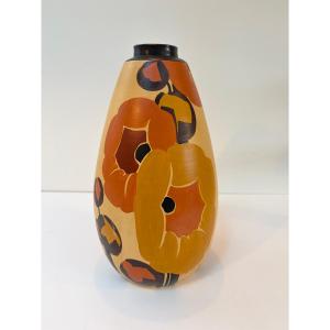 Art-deco Ceramic Vase By Louis Giraud In Vallauris, Circa 1940.