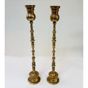 Pair Of Brass Candlesticks.
