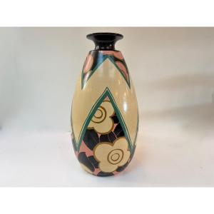 Art-deco Ceramic Vase By Louis Giraud In Vallauris, Circa 1940.