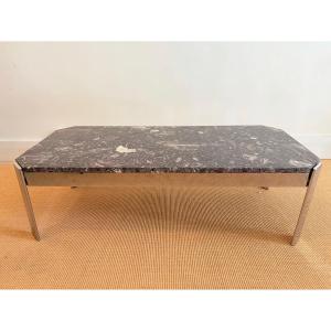Marble And Chrome Coffee Table, Italy, Circa 1970.