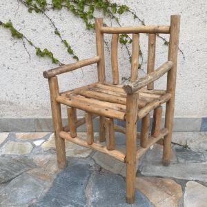 Art-popular Armchair In Raw Wood, Circa 1950.