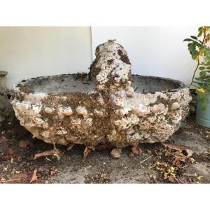 Cement Basket Planter, Circa 1950.