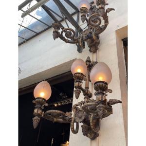 Old Pair Of Cast Iron Bridge Sconces