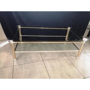 Large Vintage Coffee Table With 2 Trays