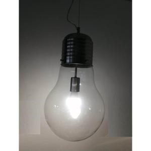 80s Suspension. Big Blown Glass Bulb