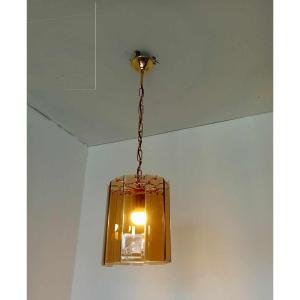 50s/60s Pendant Light In Golden Metal
