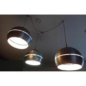Set Of 3 Vintage Space Art Lights From The 70s.