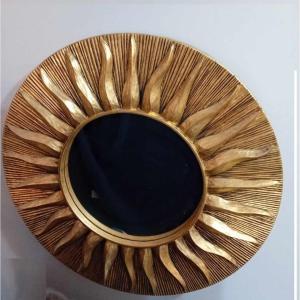Sun Mirror In Resin Gilded With Leaf 1970s